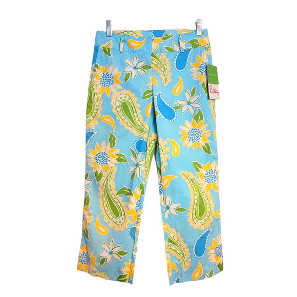 Lilly Pulitzer Vintage Palm Beach Liza Capri Pants Floral Paisley - Picture 2 of 6